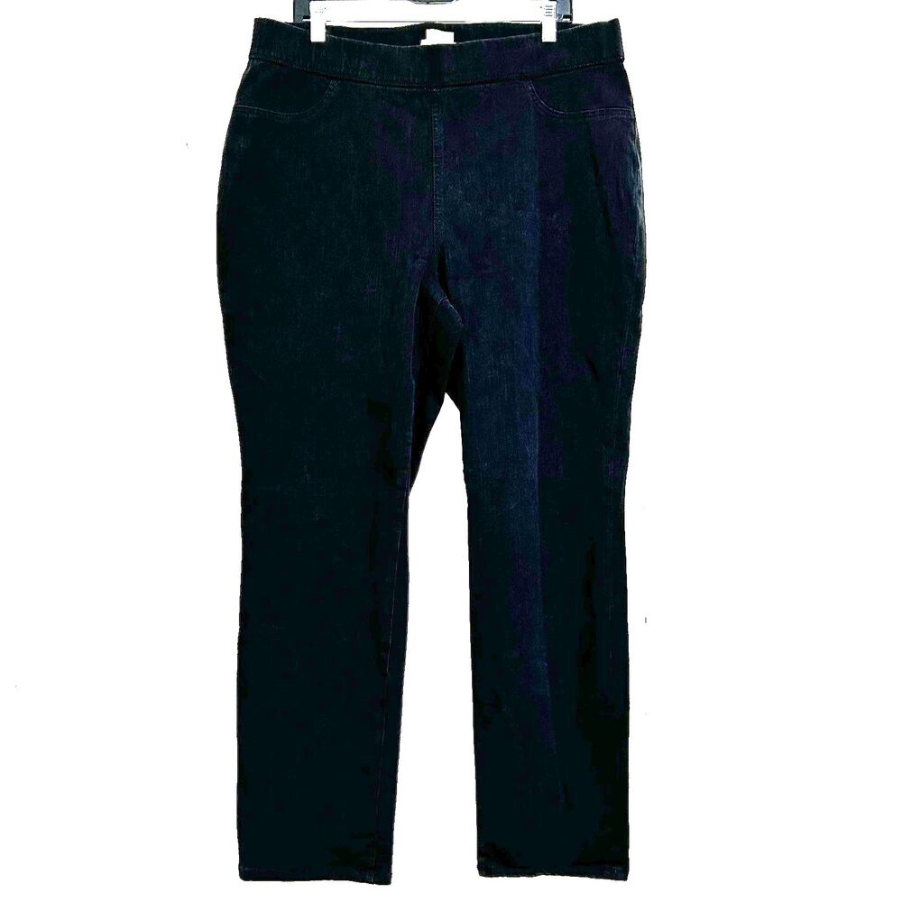 L.L. Bean Women's Classic Fit Slim Leg Jeans Size 20 Regular Black Pull On Jeans